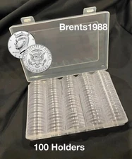100 DIRECT FIT AIRTIGHT 30.6MM JFK HALF DOLLAR COIN HOLDERS CAPSULES