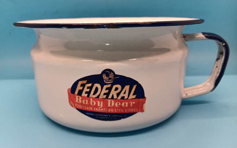 Vintage Federal Baby Dear Enamel Child's Chamber Pot
