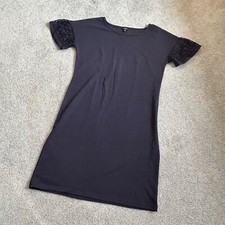 - Talbots Loose Blue Shirt Dress Lace Sleeves Stretchy 100% Cotton MEDIUM