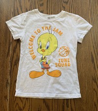 Space Jam A New Legacy Tweety Bird Basketball Youth White Shirt /Size7/8