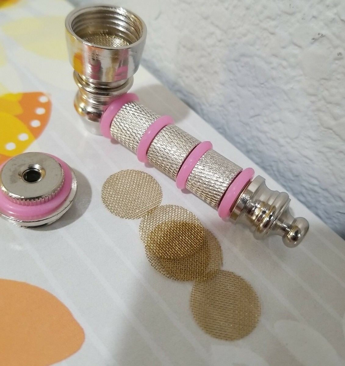 Pink Metal Smoking pipe 3 and 3/4