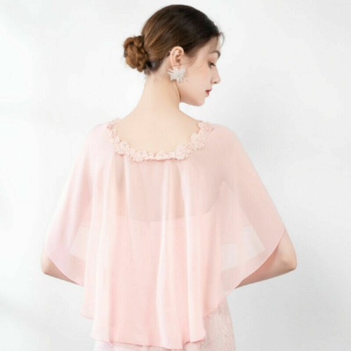 Lady Chiffon Cape Bolero Wrap Shawls Wedding Evening Dresses Elegant Jacket Tops - Picture 9 of 20