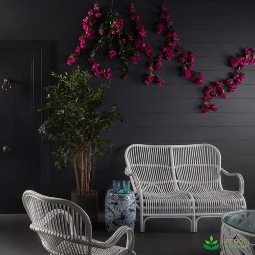 Artificial Fake Plants Seville Rattan Armchair White - Picture 2 of 3