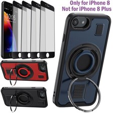 For iPhone 8 Case Rugged Ring Kickstand Hard Heavy Duty Cover / Screen Protector