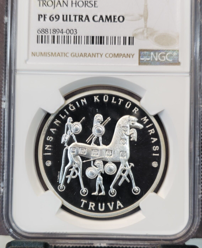 2007 TURKEY SILVER 30 NEW LIRA TROJAN HORSE NGC PF 69 ULTRA CAMEO RARE TOP POP 1 - Picture 3 of 3