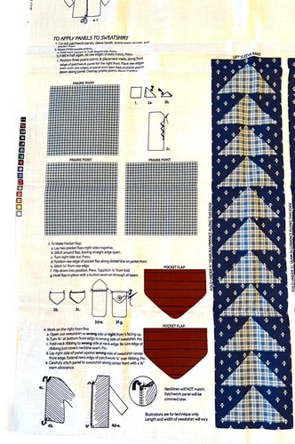 Dreamspinners DENIM BLUES SWEATSHIRT JACKET Patchwork NOS Cut & Sew Fabric Panel - Picture 4 of 5