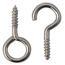 5 - 50 x HOOKS / EYES FOR CURTAIN WIRE NET CHROME SCREWS PICTURE FRAME HANGING