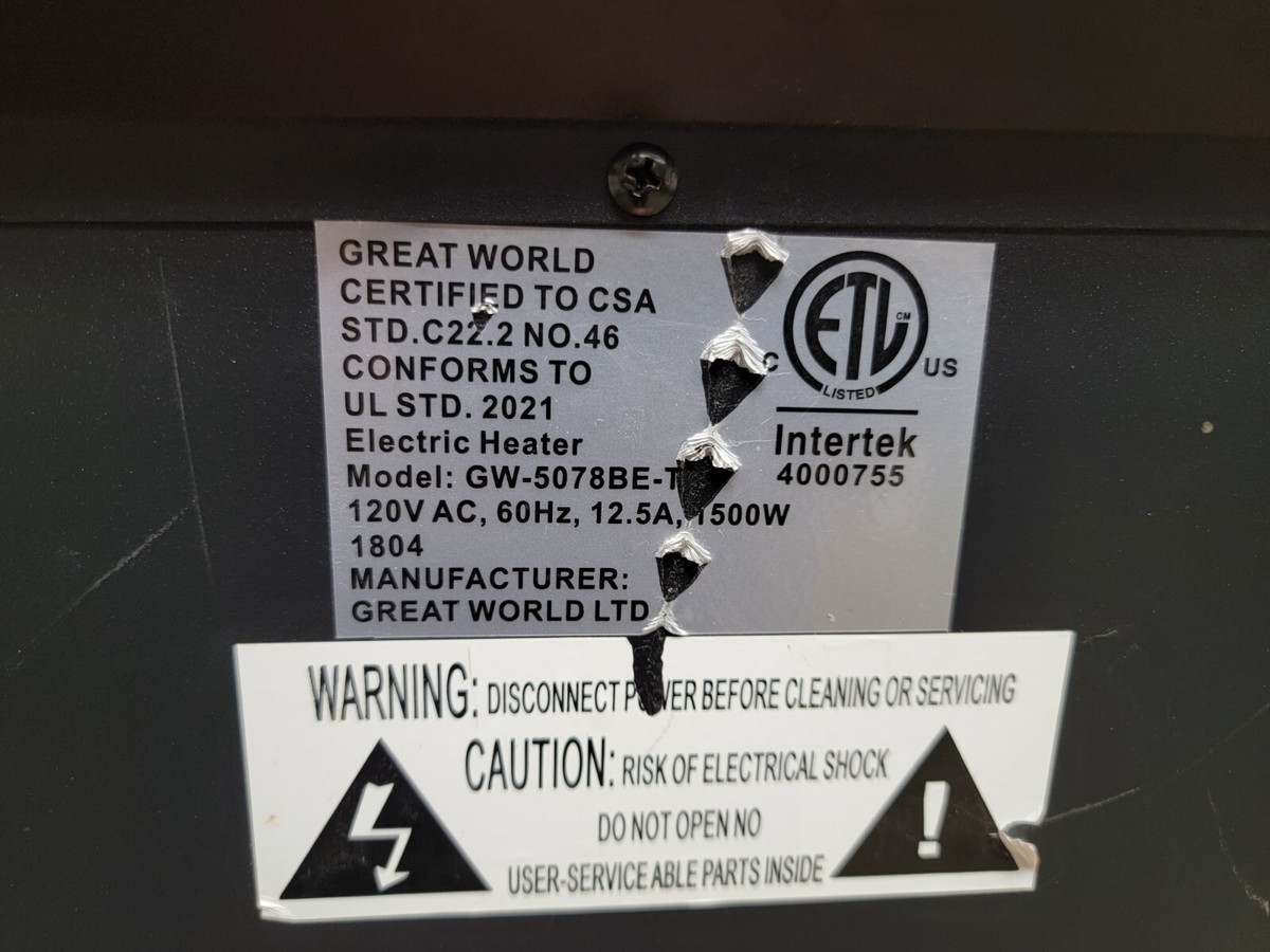Great World Electric Indoor 1500W Fireplace Heater GW-5078BE b-x | eBay