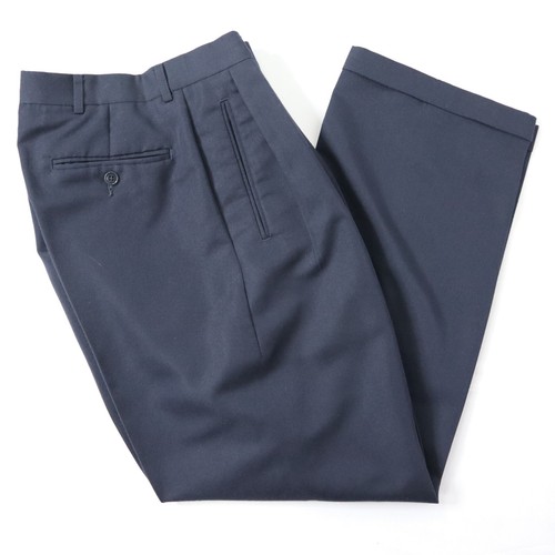 Haggar Collections Mens 34x30 Actual 33x29.5 Navy Blue Dress Pants Cuffed Pleats