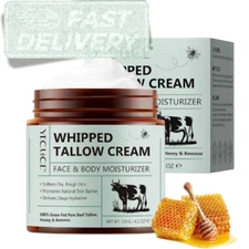 Beef Tallow for Skin - Organic Grass-Fed Whipped Beef Tallow and Honey Balm