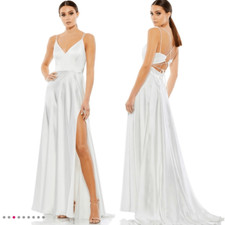  398 Mac Duggal Long Formal Gown Womens 6 Lace Up Back Bridal Wedding Gala Event
