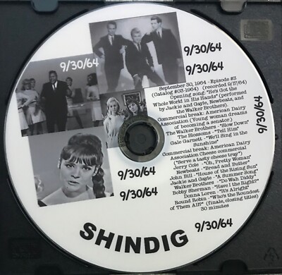 SHINDIG TV show DVD Sept. 30, 1964 Great Qual. Newbeats Gale Garnett ...