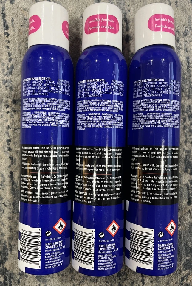 Champú seco invisible fresco hidratante Marc Anthony • 6,73 fl oz / 200 ml ~ paquete de 3 Foto 2 de 4