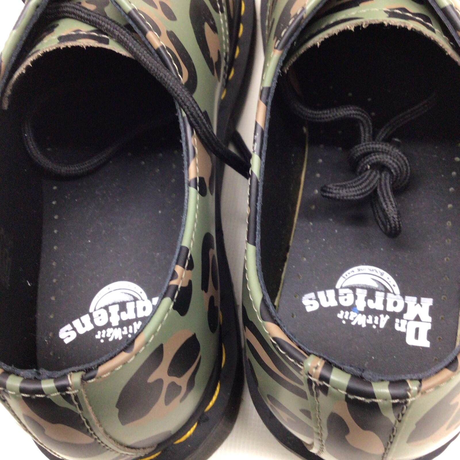 Men's Khaki Green Doc Martens 1461 Distorted Leopard Print Shoes image 4