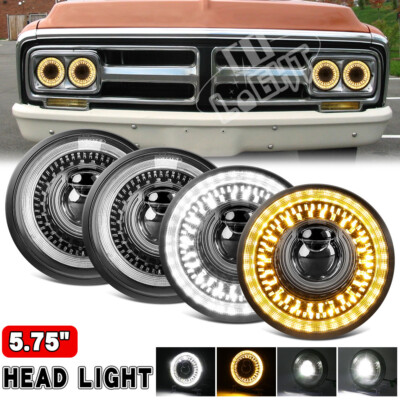 4PCS 5.75'' 5-3/4'' Round Led Headlight Start-up Halo DRL For GMC C15/C1500 Pickup