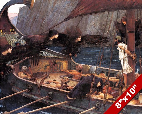ULYSSES TIED TO THE MAST &amp; THE SIRENS GREEK MYTH PAINTING ART REAL ...