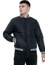 Mens Jackets Zip Up Quilted Lined Bubble Coat Padded Puffer Winter Warm