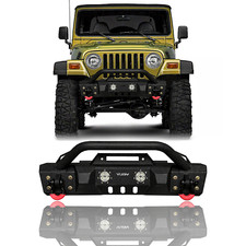 Vijay For 1997-2006 Jeep Wrangler Tj Steel Stubby Front Bumper With Lightd-ring