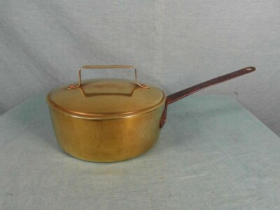Stieltopf Kasserolle Messing Topf Antik 19,9 cm Kochtopf Um 1910 Unikat o6c1