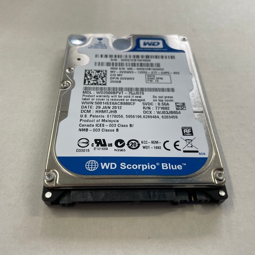 WD Scorpio Blue 250GB 2.5" HDD SATA 3.0Gb/s 5400 RPM 16MB Cache WD2500BPVT - Picture 3 of 4