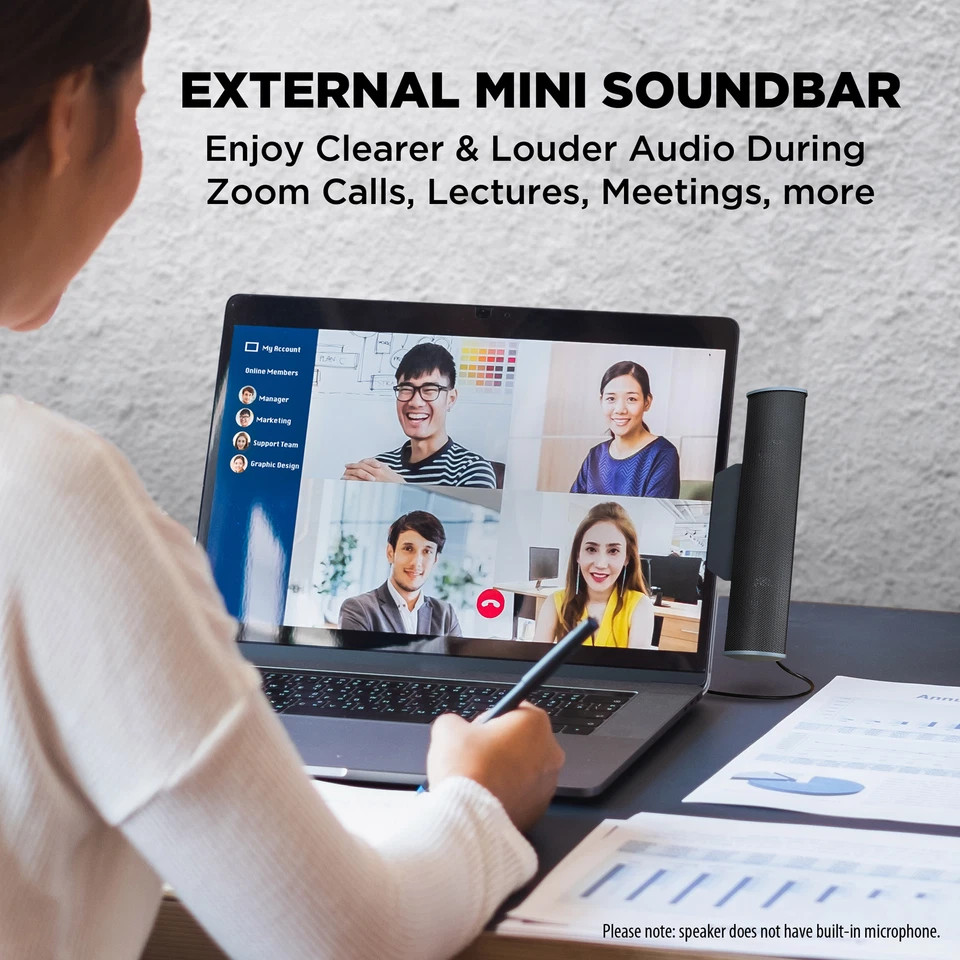 GOgroove SonaVERSE USB Speaker for Laptop Computer (Black) - Image 3 of 4