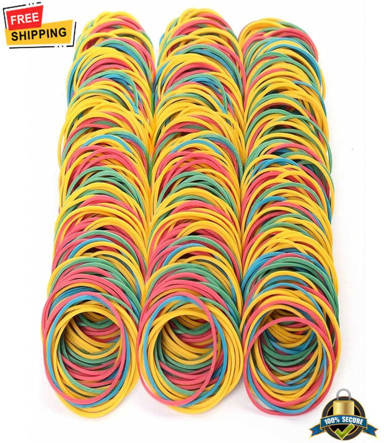 100 Pcs Multicolor Rubber Bands 38Mm Elastic Bands For Office & School