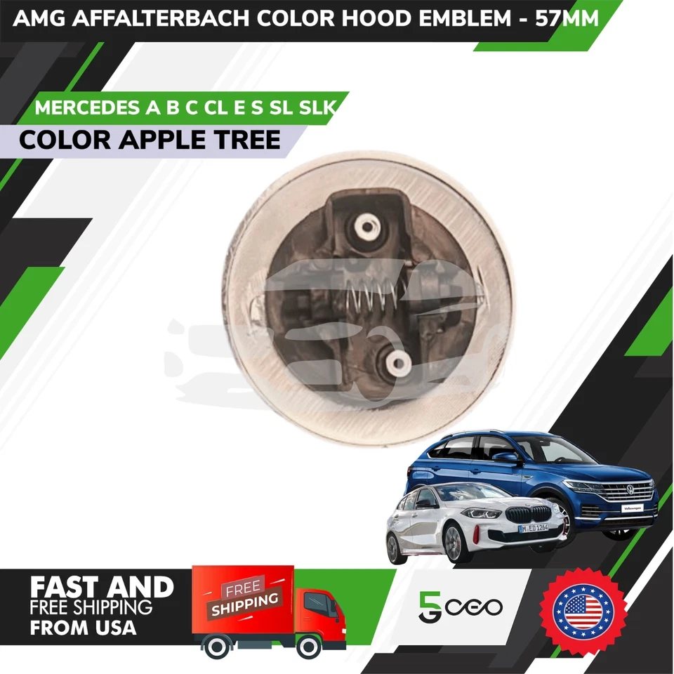 AMG FRONT HOOD Emblem Affalterbach Black Chrome Apple Badge MERCEDES BENZ 57MM Foto 3 de 3