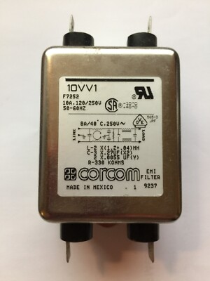 Corcom Brand 10VV1 Power Line Filter Multi-Purpose RFI 50Hz-60hZ.