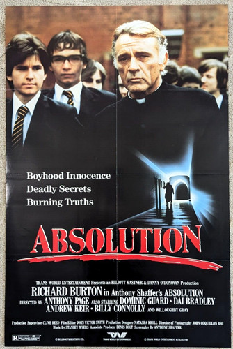 Absolution 1988 Home Video Movie Poster 25X38 Folded 1 Sheet  Richard Burton