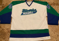 VINTAGE TAG COLLEGIATE MESH HOCKEY JERSEY ( MENS XL ) MERAMEC SHARKS AS IS