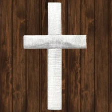 Large White Cross Embroidered Patch — Iron On