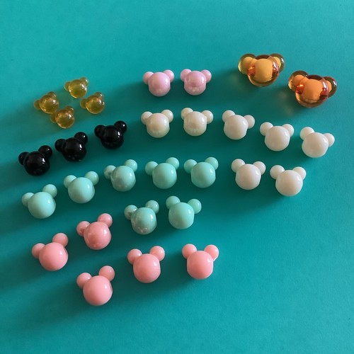 30 Mickey Mouse Head Acrylic Plastic Beads Assorted Size Pastel Black Orange K40