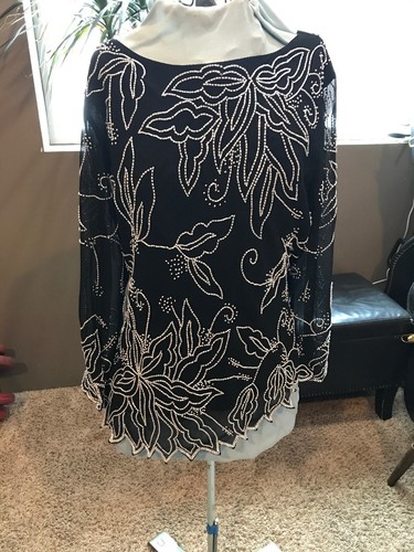 JKARA New York Black Beaded Sleeveless 