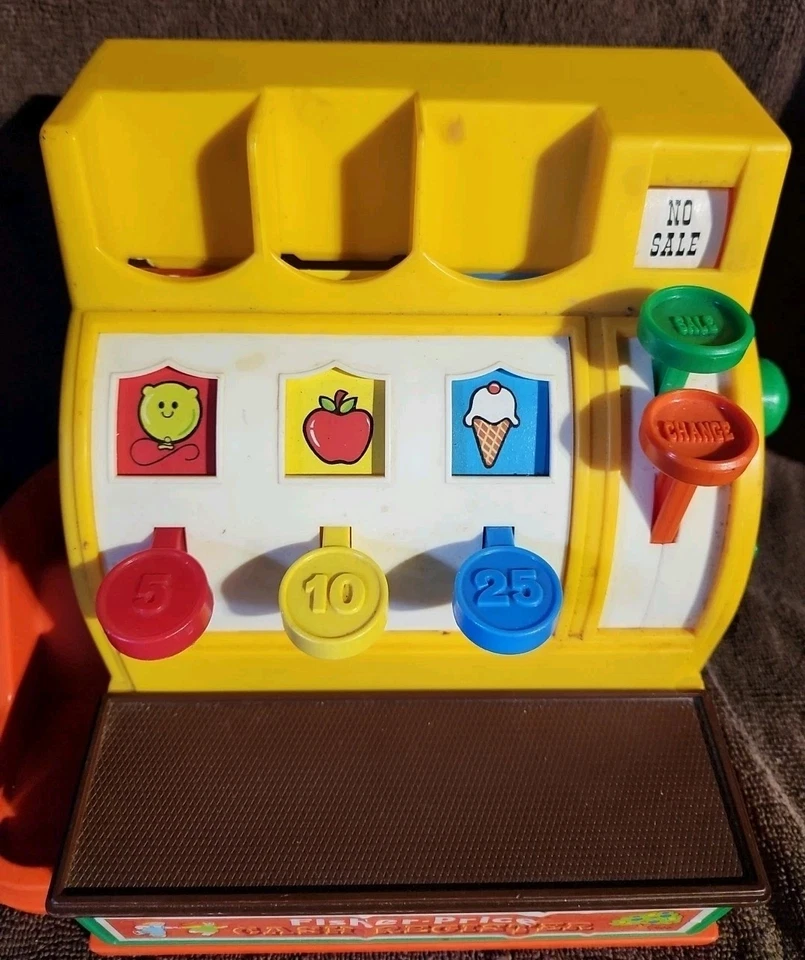 Caja registradora Fisher Price 926 1974 vintage juguete hecho en EE. UU. botones de campana funcionando Foto 4 de 4