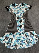 Peter Pilotto Target Dress Women's Abstract Print Blue BlackHighLow Dress Size 6