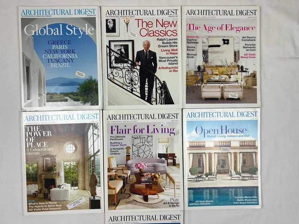 Lot of 7 Architectural Digest (AD) Magazine 2011 Mixed Months Partial Year - Image 2 of 4