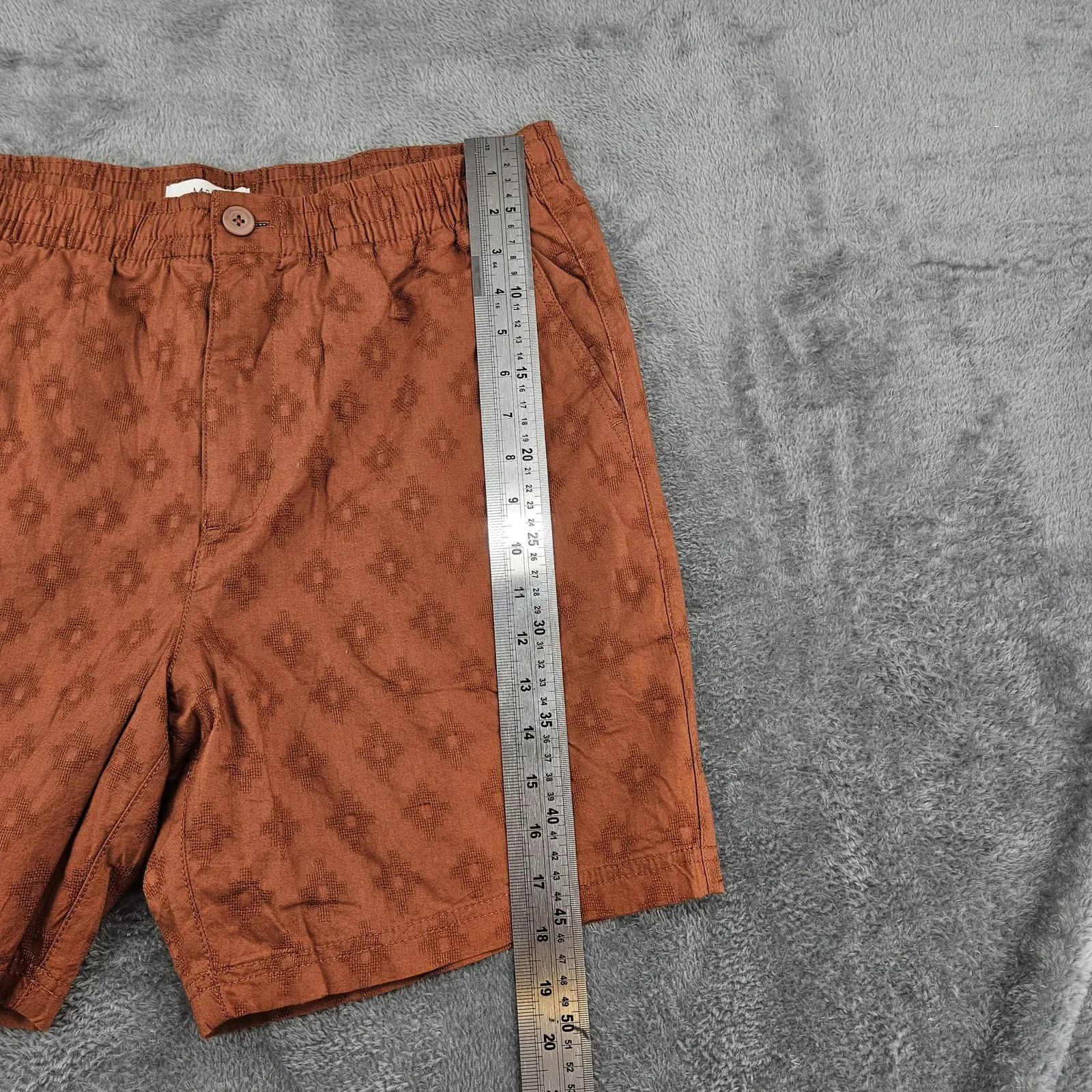 M&S Mens Shorts Large 36-38 Chestnut Pure Cotton Jacquard Elasticated Waist image 2