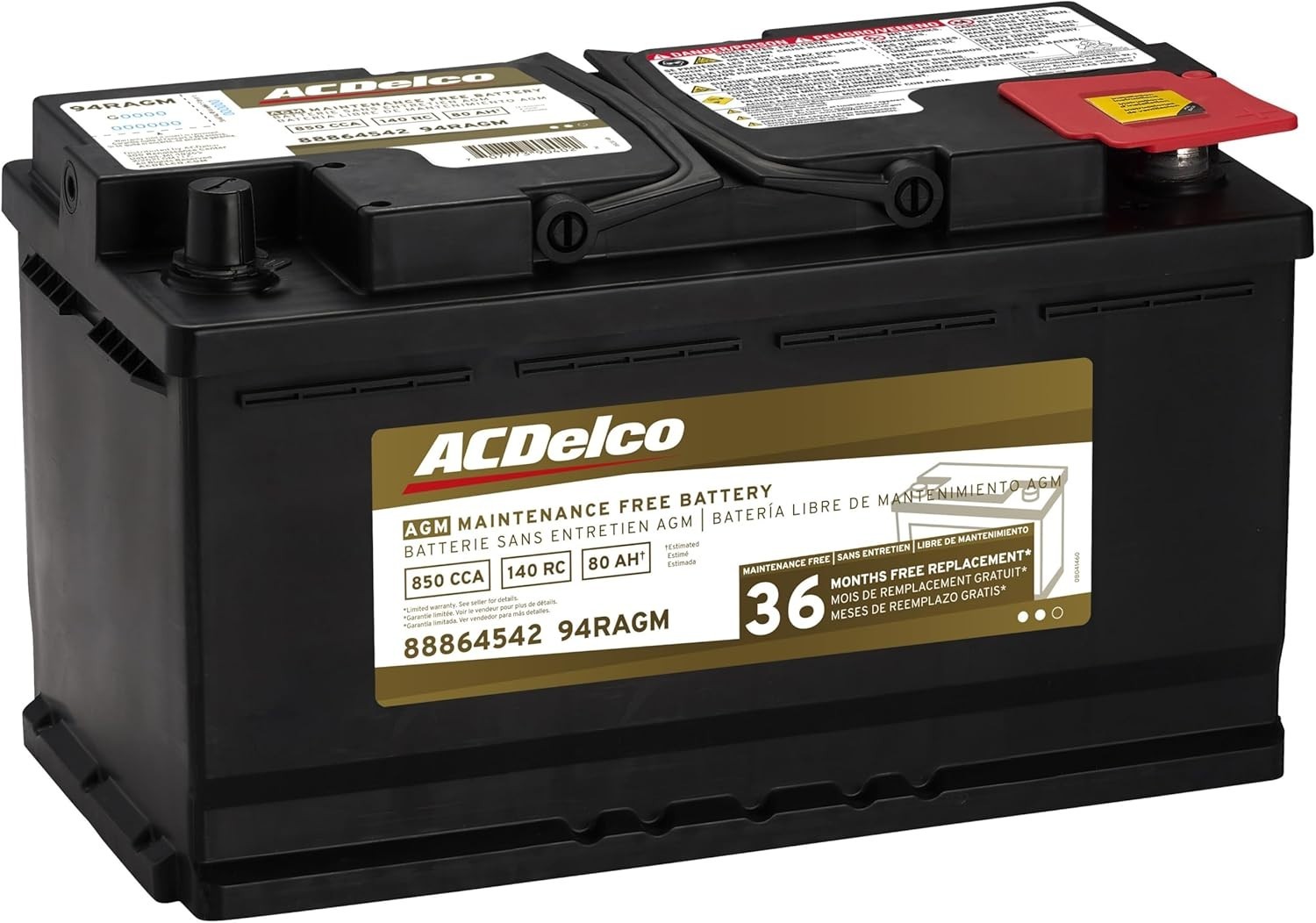 ACDelco Gold 94RAGM (88864542) 36 Month Warranty AGM BCI Group 94R Battery