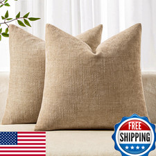 MIULEE 2 Pack Soft Chenille Decorative Throw Pillow Covers Solid Color