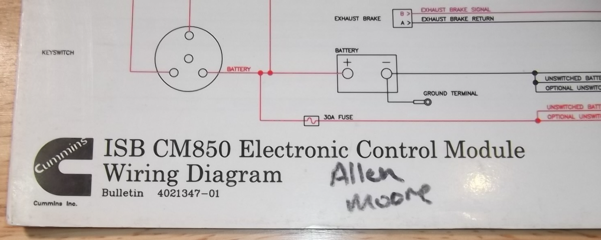 CUMMINS ISB CM850 ELECTRONIC CONTROL MODULE WIRING DIAGRAM