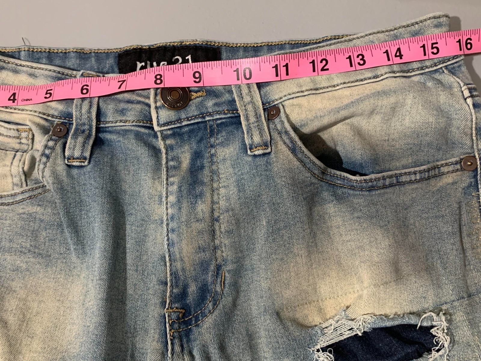 Rue 21 Men's Light Blue Distressed Jeans Skinny Arc Supreme Flex Size 32/34 thumbnail 6