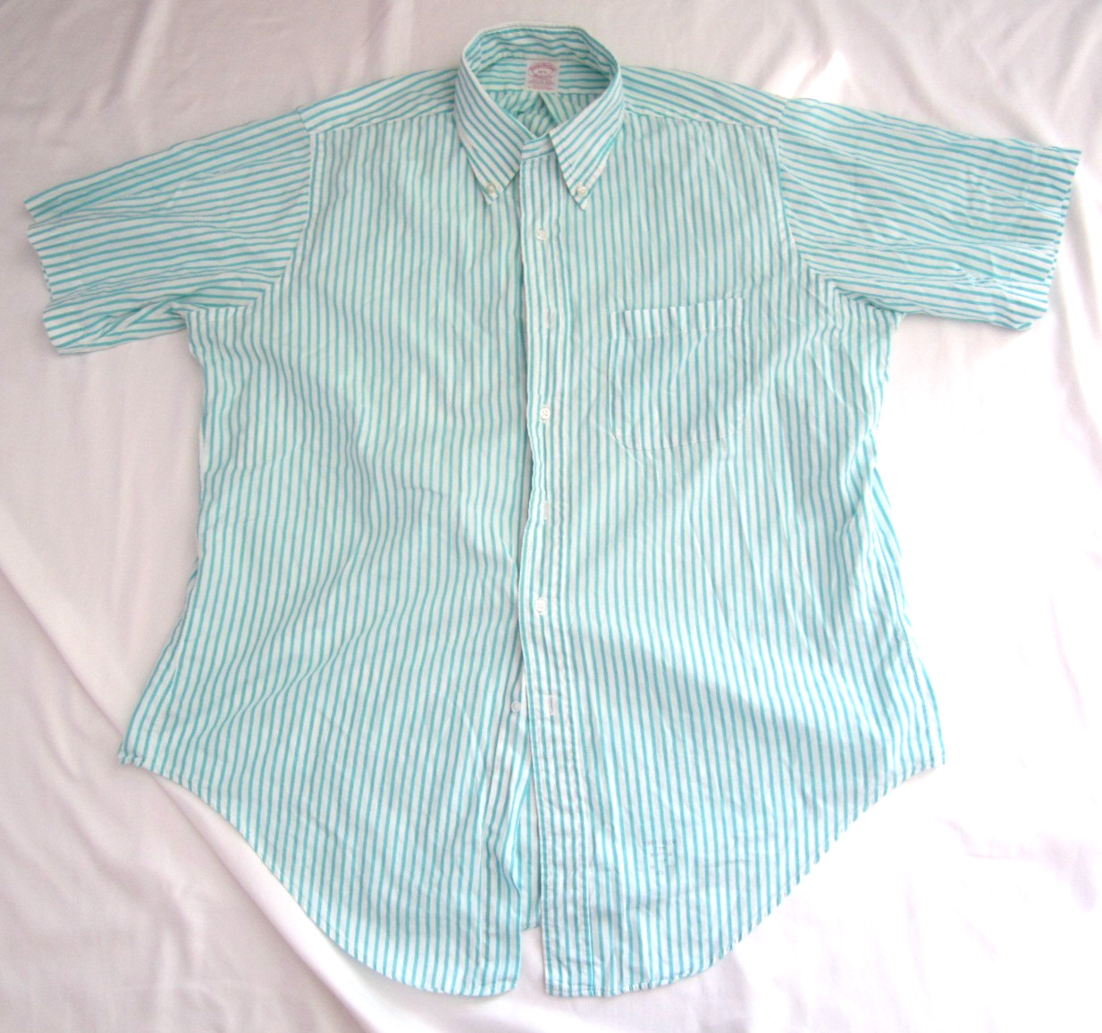 Vtg Men Brooks Brothers Cotton Stripes Short Sleeve Shirt Sz 16.5 (MT761) USA