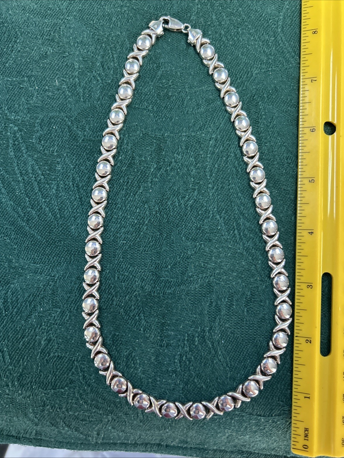 Sterling Silver X & O's Hugs & Kisses Necklace 16.5” 34Grams Italy 925