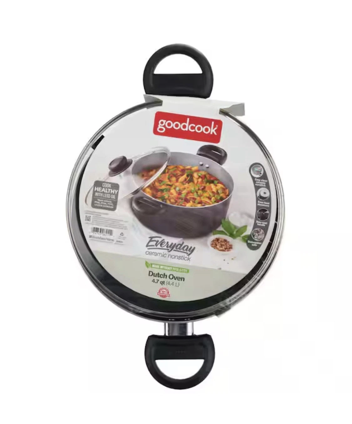 Good Cook Everyday 4.7 qt., Ceramic Nonstick Dutch Oven, Black
