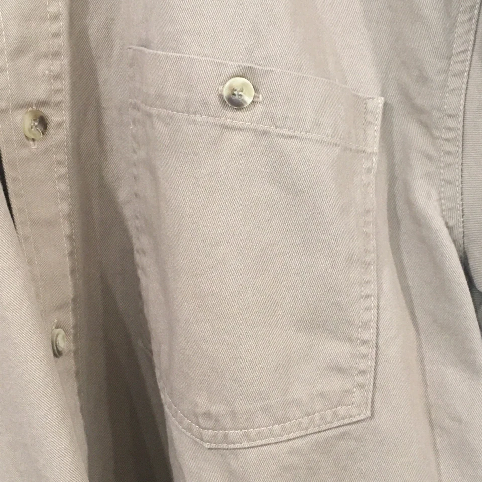 Cobra Men M Shirt Beige Utility Button Short Sleeve Canvas 100% Cotton Workwear - Image 3 of 4