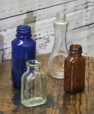 vintage glass bottle collection bottles (4)