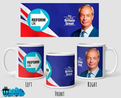 CREATIVE MEMORIES UK Reform UK Party Mug - Nigel Farage Mug - Vote Reform - Politics Mug - 02
