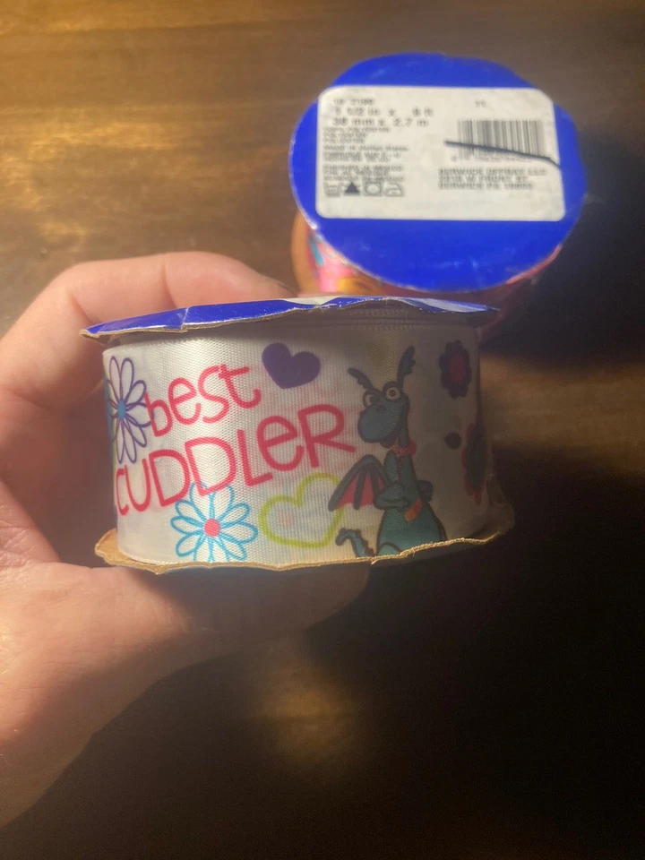 1.5" Disney Doc McStuffins Pink Ribbon-Offray 3 yds (9 ft) Flowers Hearts Lot - Image 2 of 4