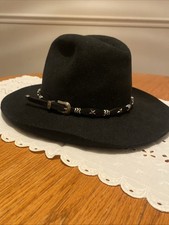 Vintage Stetson Gun Club Black Felt Western Cowboy Hat Leather Hat Band USA
