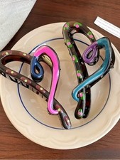 1 x Brown Hair Claw Clip with Pink  Green Accents - Women  s Hair Accessory